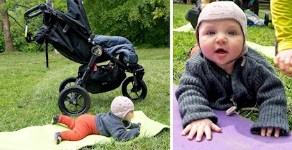 Babyer til Far/baby-træning i naturen. Træning i Riis Skov for fædre.