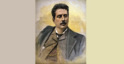 Portræt af Giacomo Puccini (1858-1924), italiensk komponist.