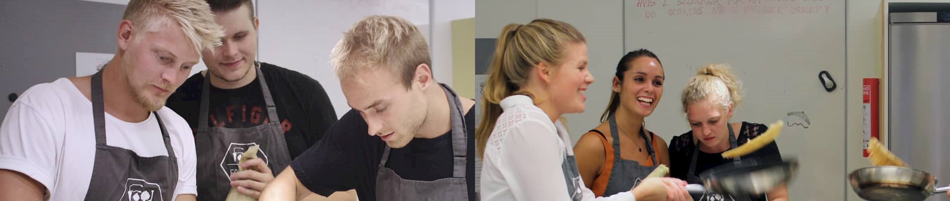 Unge laver mad i køkkenet hos FOF Aarhus til Food Maker's Vi leger med mad