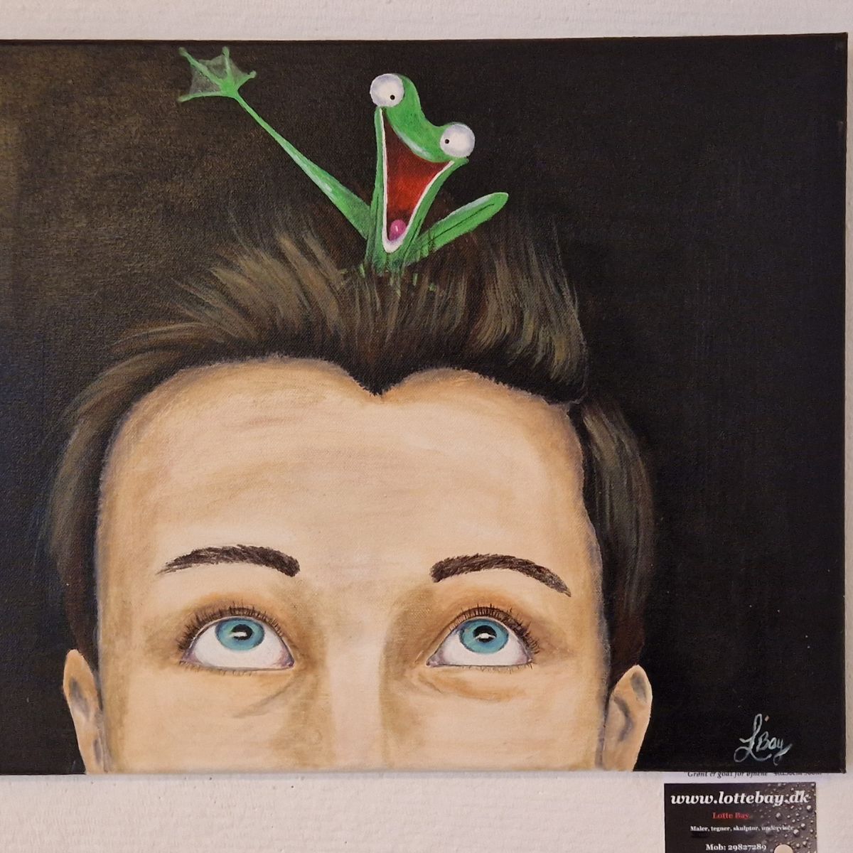 Maleri med pige med frø i håret